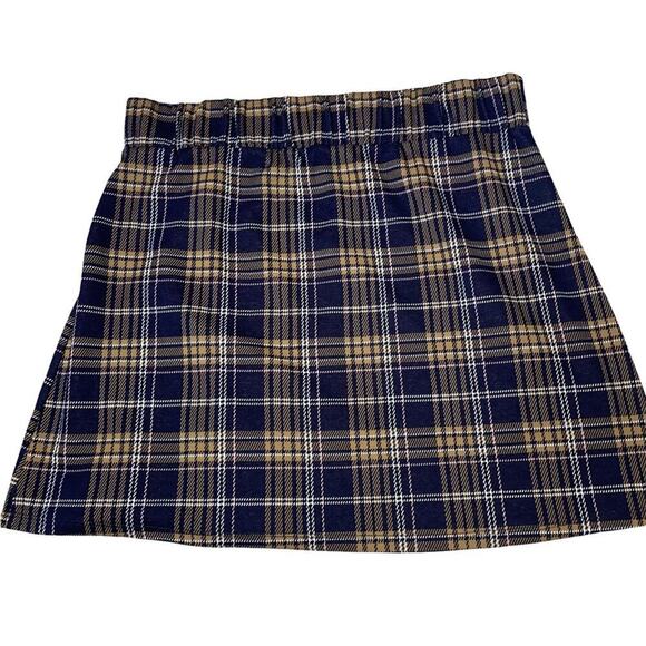 NEW - SO Juniors plaid school girl pleated skirt in navy and mustard color SZ XL - Picture 3 of 9